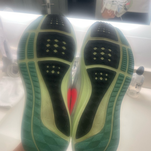 Nike White and Neon Green Athletic Shoes - Picture 2 of 3